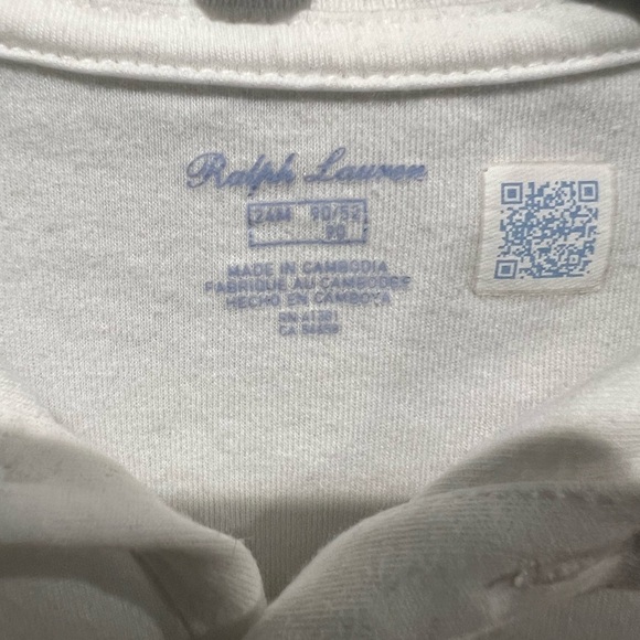 Ralph Lauren White Polo with Ruffle Hem and Embroidery Pink Blue and Purple 24 - Picture 2 of 4